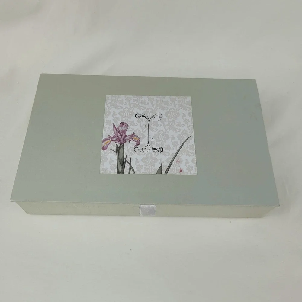 Fringe Studio Monogram I Glass Tray and Blackberry Currant Soap Gift Set Box